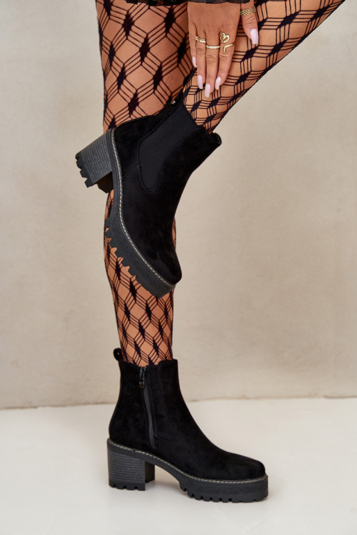 Botas de mujer calentamiento con tacones de gamuza ecológicaoAe de color negro Irissinae Botas de mujer calentamiento con tacones de gamuza ecológicaoAe de color negro Irissinae