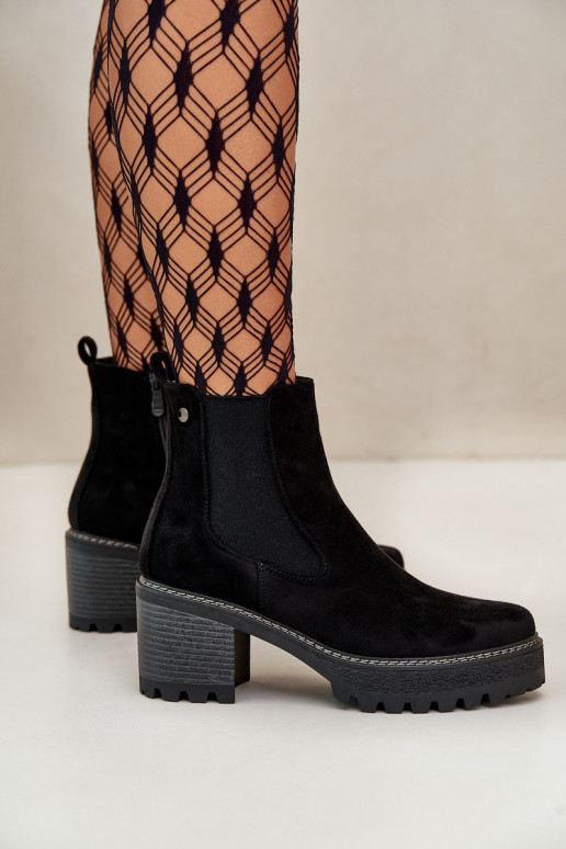 Botas de mujer calentamiento con tacones de gamuza ecológicaoAe de color negro Irissinae Botas de mujer calentamiento con tacones de gamuza ecológicaoAe de color negro Irissinae