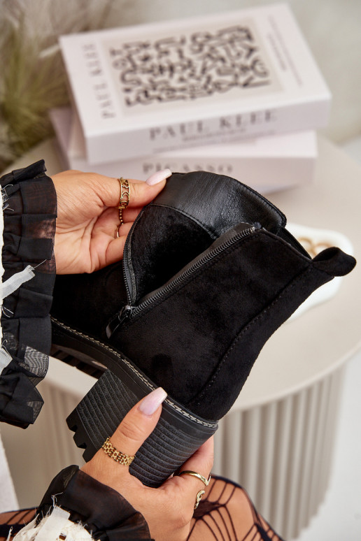 Botas de mujer calentamiento con tacones de gamuza ecológicaoAe de color negro Irissinae Botas de mujer calentamiento con tacones de gamuza ecológicaoAe de color negro Irissinae