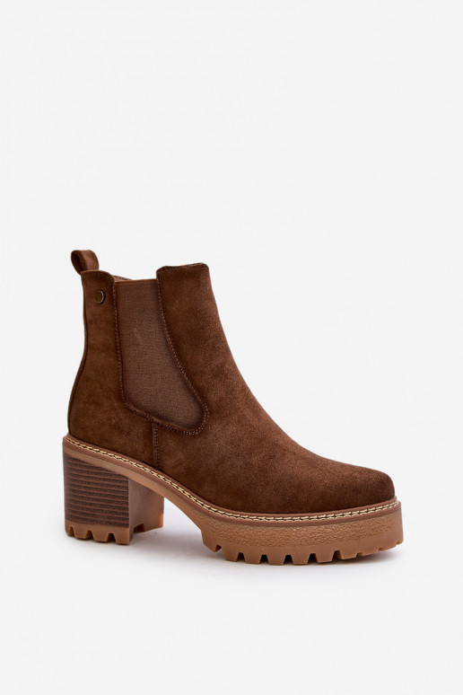 Botas de mujer calentamiento con tacones de gamuza ecológicaoAe color marrón Irissinae Botas de mujer calentamiento con tacones de gamuza ecológicaoAe color marrón Irissinae
