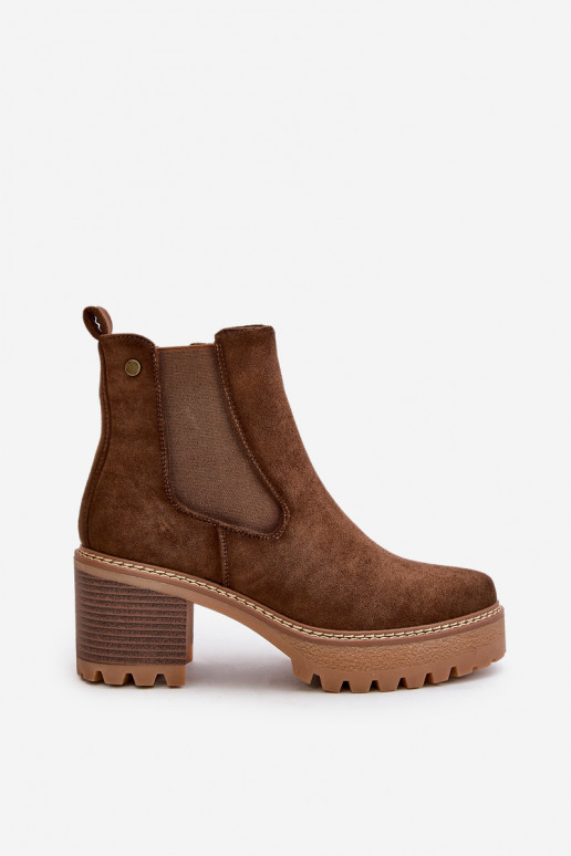 Botas de mujer calentamiento con tacones de gamuza ecológicaoAe color marrón Irissinae Botas de mujer calentamiento con tacones de gamuza ecológicaoAe color marrón Irissinae