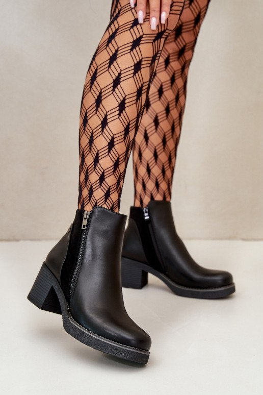 Botas de mujer de cuero ecológico con tacones calentamiento de color negro Revianna Botas de mujer de cuero ecológico con tacones calentamiento de color negro Revianna