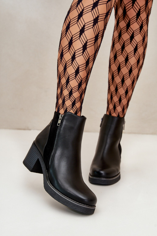 Botas de mujer de cuero ecológico con tacones calentamiento de color negro Revianna Botas de mujer de cuero ecológico con tacones calentamiento de color negro Revianna