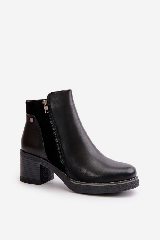 Botas de mujer de cuero ecológico con tacones calentamiento de color negro Revianna Botas de mujer de cuero ecológico con tacones calentamiento de color negro Revianna