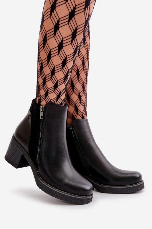 Botas de mujer de cuero ecológico con tacones calentamiento de color negro Revianna Botas de mujer de cuero ecológico con tacones calentamiento de color negro Revianna