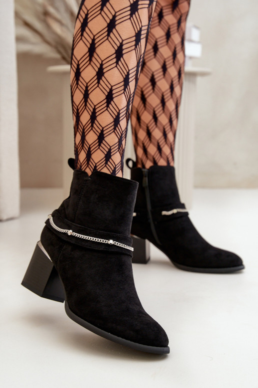 calentamiento Botas de mujer con cadenas de gamuza ecológicaoAe de color negro Hanalen calentamiento Botas de mujer con cadenas de gamuza ecológicaoAe de color negro Hanalen