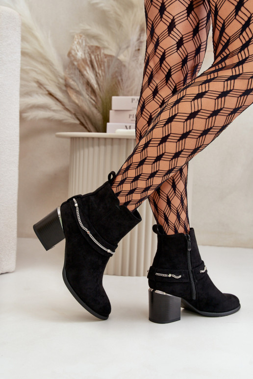 calentamiento Botas de mujer con cadenas de gamuza ecológicaoAe de color negro Hanalen calentamiento Botas de mujer con cadenas de gamuza ecológicaoAe de color negro Hanalen