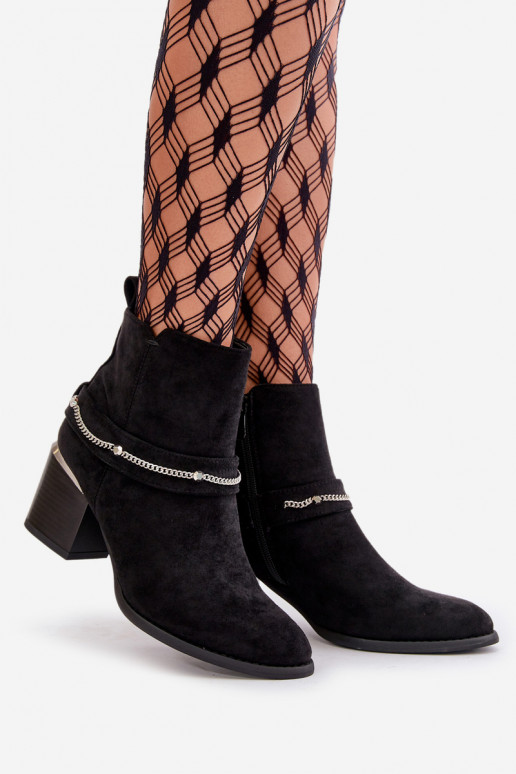 calentamiento Botas de mujer con cadenas de gamuza ecológicaoAe de color negro Hanalen calentamiento Botas de mujer con cadenas de gamuza ecológicaoAe de color negro Hanalen