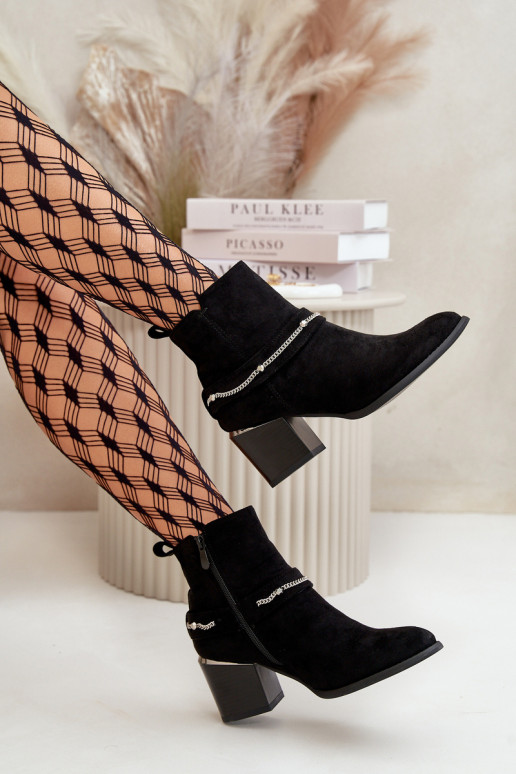 calentamiento Botas de mujer con cadenas de gamuza ecológicaoAe de color negro Hanalen calentamiento Botas de mujer con cadenas de gamuza ecológicaoAe de color negro Hanalen