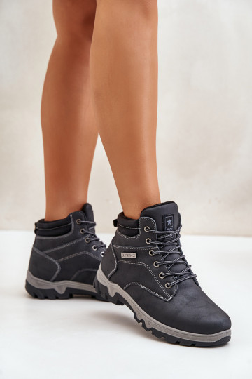 botas de montaña para los hombres calentamiento de cuero ecológico azul oscuro Neramia