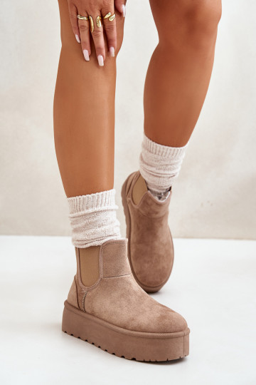 Botas de nieve Femenino con una plataforma Z Elastycznymi ENstaAkami beige Rialine 2