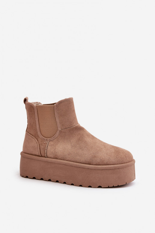 Botas de nieve Femenino con una plataforma Z Elastycznymi ENstaAkami beige Rialine Botas de nieve Femenino con una plataforma Z Elastycznymi ENstaAkami beige Rialine