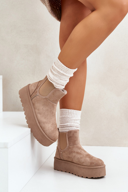 Botas de nieve Femenino con una plataforma Z Elastycznymi ENstaAkami beige Rialine Botas de nieve Femenino con una plataforma Z Elastycznymi ENstaAkami beige Rialine