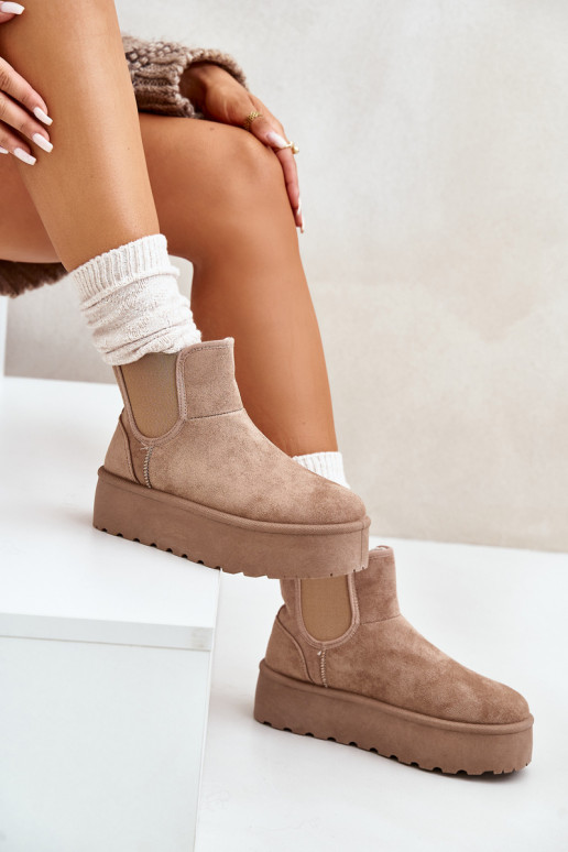 Botas de nieve Femenino con una plataforma Z Elastycznymi ENstaAkami beige Rialine Botas de nieve Femenino con una plataforma Z Elastycznymi ENstaAkami beige Rialine