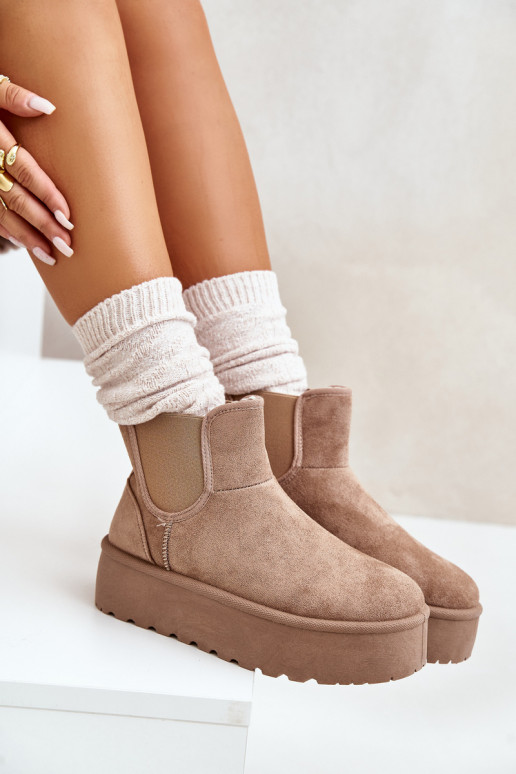 Botas de nieve Femenino con una plataforma Z Elastycznymi ENstaAkami beige Rialine Botas de nieve Femenino con una plataforma Z Elastycznymi ENstaAkami beige Rialine