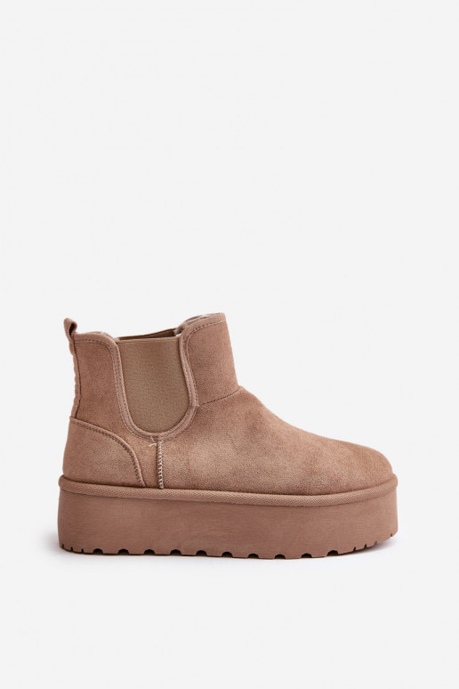 Botas de nieve Femenino con una plataforma Z Elastycznymi ENstaAkami beige Rialine Botas de nieve Femenino con una plataforma Z Elastycznymi ENstaAkami beige Rialine