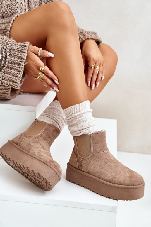 Botas de nieve Femenino con una plataforma Z Elastycznymi ENstaAkami beige Rialine Botas de nieve Femenino con una plataforma Z Elastycznymi ENstaAkami beige Rialine