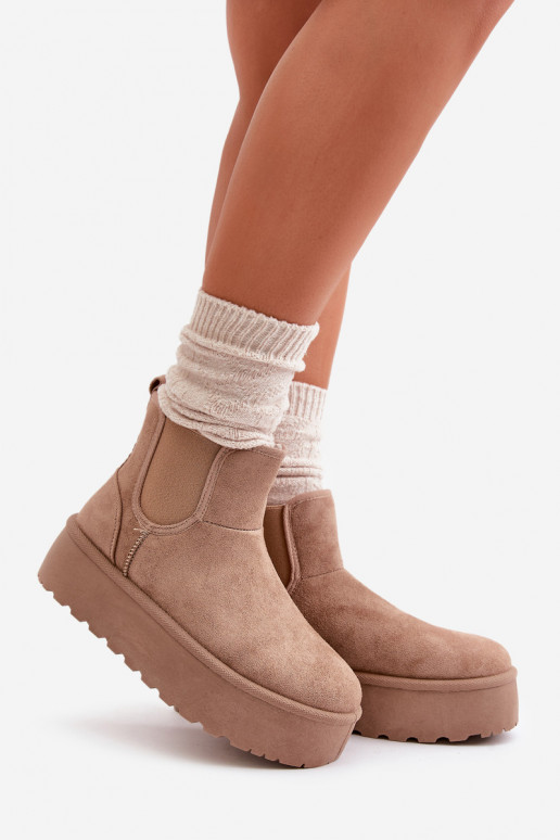 Botas de nieve Femenino con una plataforma Z Elastycznymi ENstaAkami beige Rialine Botas de nieve Femenino con una plataforma Z Elastycznymi ENstaAkami beige Rialine
