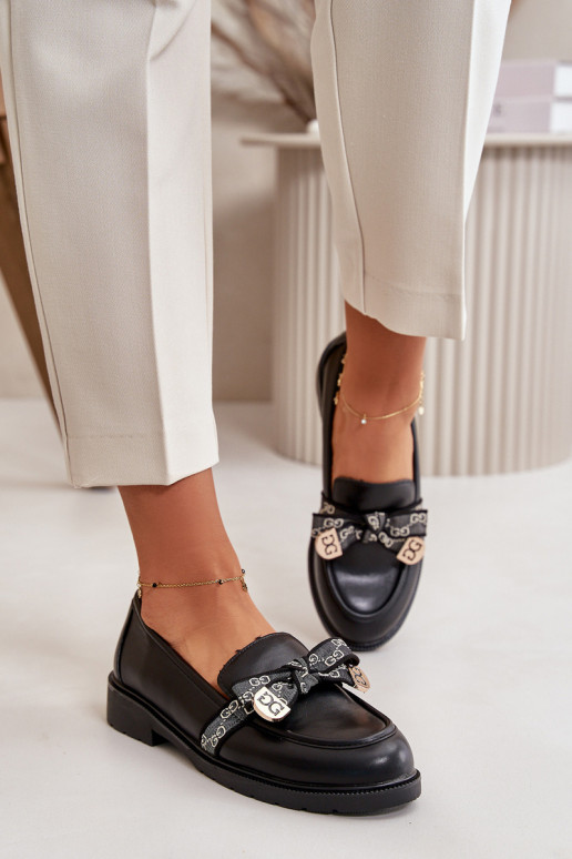 Femenino Mocasines con cintas S.Barski HY42-331 de color negro