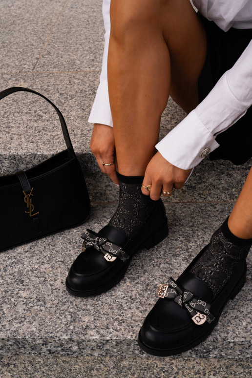 Femenino Mocasines con cintas S.Barski HY42-331 de color negro