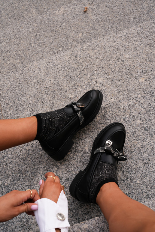 Femenino Mocasines con cintas S.Barski HY42-331 de color negro