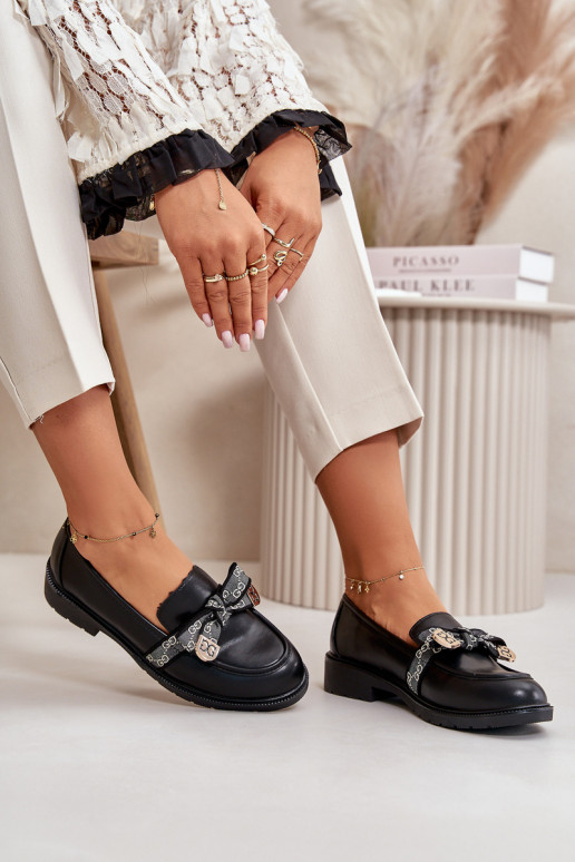 Femenino Mocasines con cintas S.Barski HY42-331 de color negro