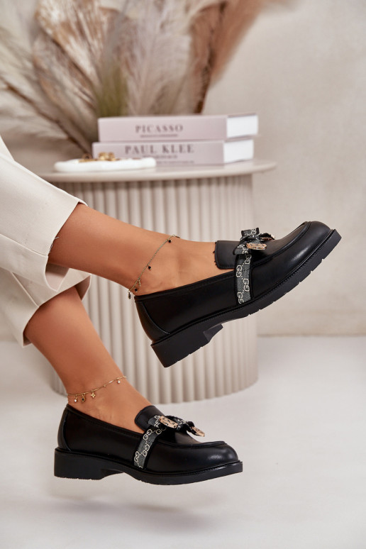 Femenino Mocasines con cintas S.Barski HY42-331 de color negro