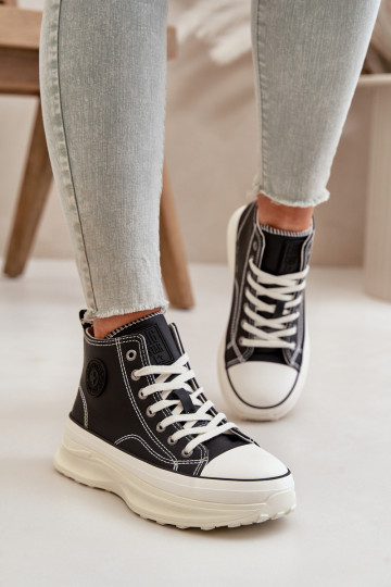 Zapatos casuales con plataforma de piel sintética Big Star OO274063 color negro