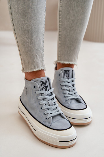 Zapatos casuales forrados con plataforma de piel sintética Big Star OO274069 color azul 2