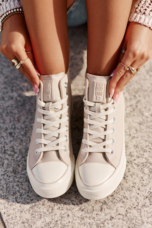 Zapatos de ocio calentamiento de cuero ecológico color rosa Big Star OO274933