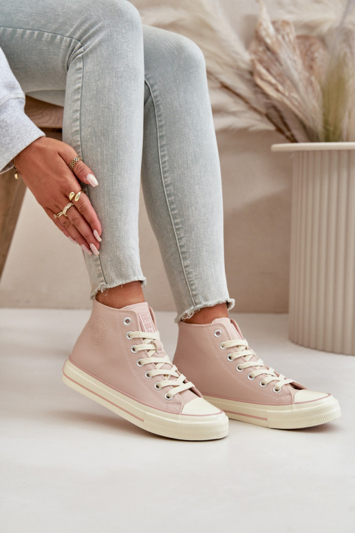 Zapatos de ocio calentamiento de cuero ecológico color rosa Big Star OO274933