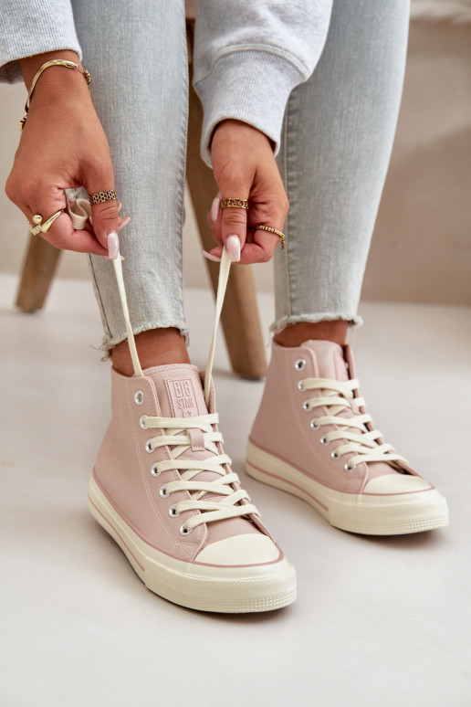 Zapatos de ocio calentamiento de cuero ecológico color rosa Big Star OO274933