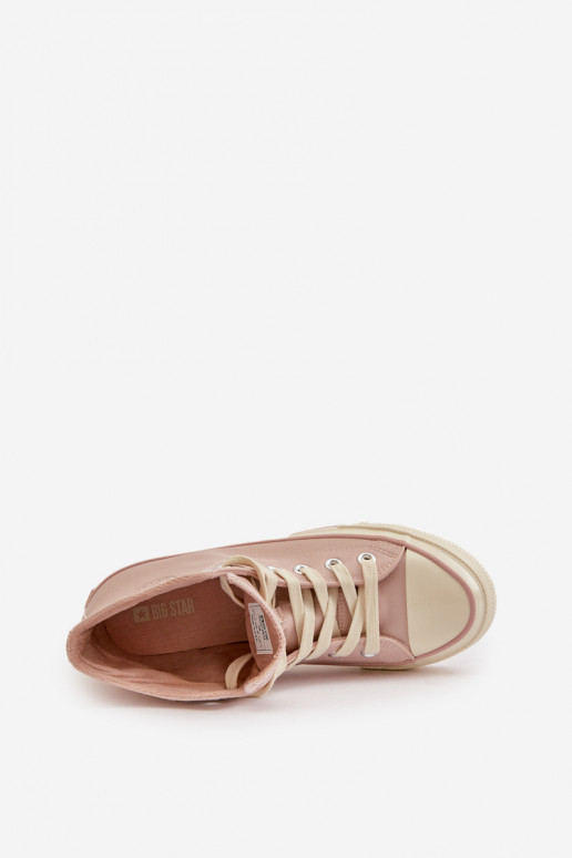 Zapatos de ocio calentamiento de cuero ecológico color rosa Big Star OO274933