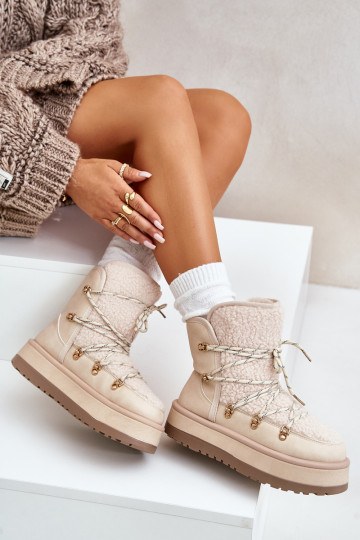 Botas de nieve Femenino con plataforma y detalles elegantes color marfil Riaviana
