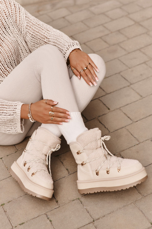 Botas de nieve Femenino con plataforma y detalles elegantes color marfil Riaviana