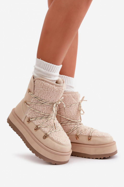 Botas de nieve Femenino con plataforma y detalles elegantes color marfil Riaviana