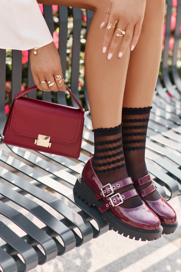 zapatos Femenino con rayas con efecto barniz borgoña Terione 2