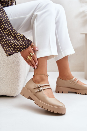 Femenino zapatos con rayas beige Rialuna