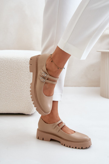 Femenino zapatos con rayas beige Rialuna 2
