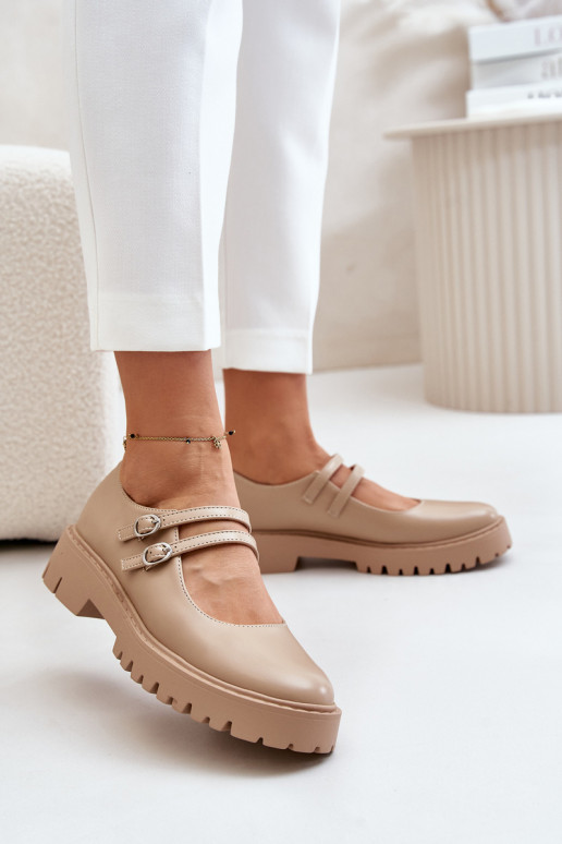 Femenino zapatos con rayas beige Rialuna