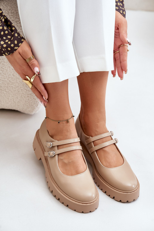 Femenino zapatos con rayas beige Rialuna