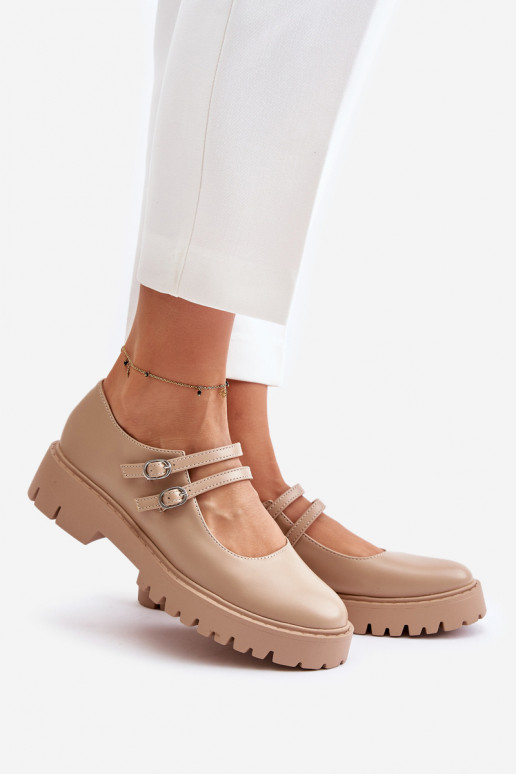 Femenino zapatos con rayas beige Rialuna