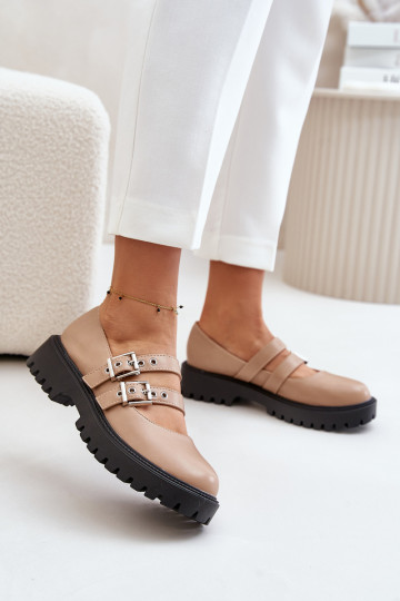 zapatos Femenino con rayas Eko Piel beige Terione