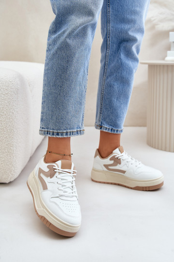 Deportivas de Mujer modelo Zapatos confeccionadas en piel ecológica con plataforma en color Blanco-arena Henizore