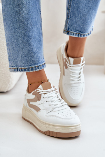 Deportivas de Mujer modelo Zapatos confeccionadas en piel ecológica con plataforma en color Blanco-arena Henizore 2
