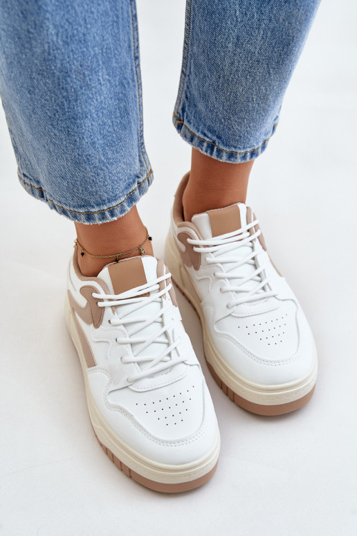 Femenino Zapatillas modelo zapatos. de cuero ecológico con una plataforma Blanco-beige Henizore