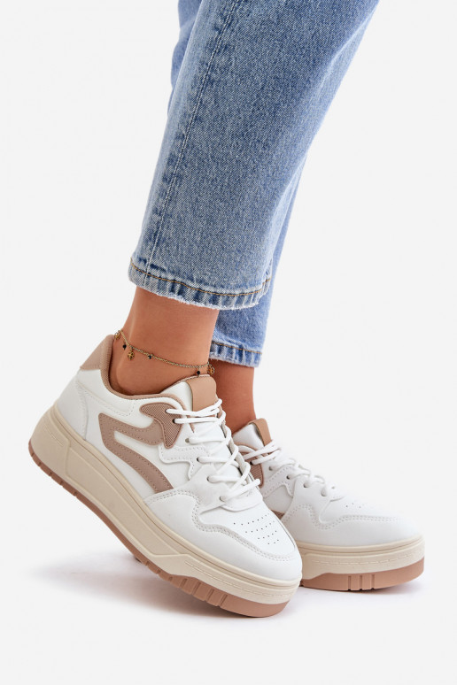 Femenino Zapatillas modelo zapatos. de cuero ecológico con una plataforma Blanco-beige Henizore