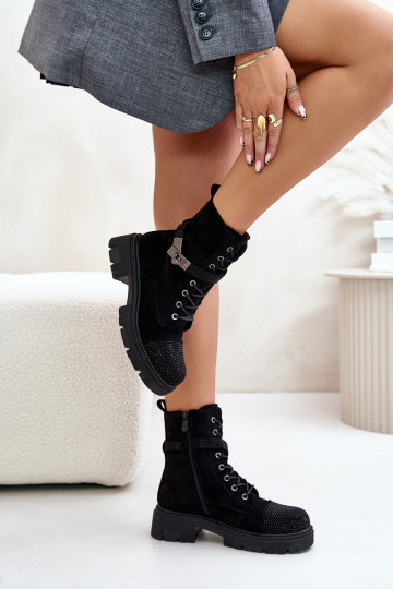 calentamiento botines de trabajo Con decoración S.Barski HY42-281 de color negro