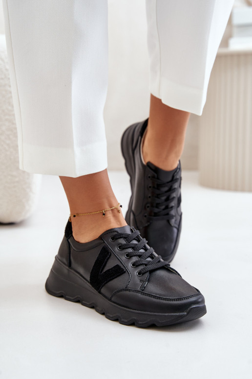 Piel zapatillas Femenino Vinceza 7918 de color negro Piel zapatillas Femenino Vinceza 7918 de color negro