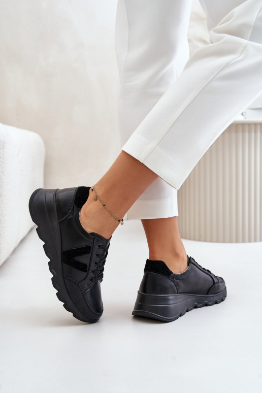 Piel zapatillas Femenino Vinceza 7918 de color negro Piel zapatillas Femenino Vinceza 7918 de color negro